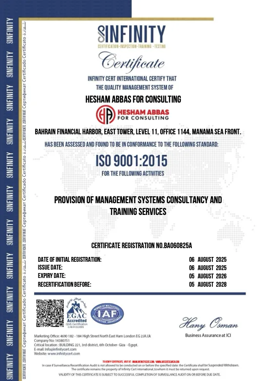 HAC ISO 9001:2015 Certificate